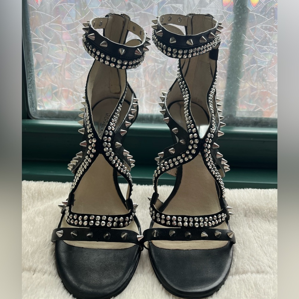 Michael Kors Black Leather Studded Heels